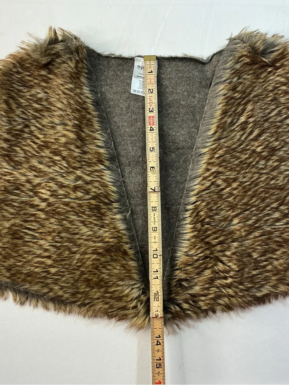 Spirit Faux Fur Shawl in Brown and Tan - Picture 6 of 8